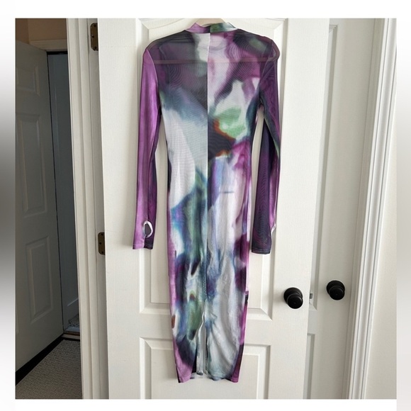 BY.DYLN Phoenix Midi Dress Mesh in Purple Sz XS - Picture 3 of 4